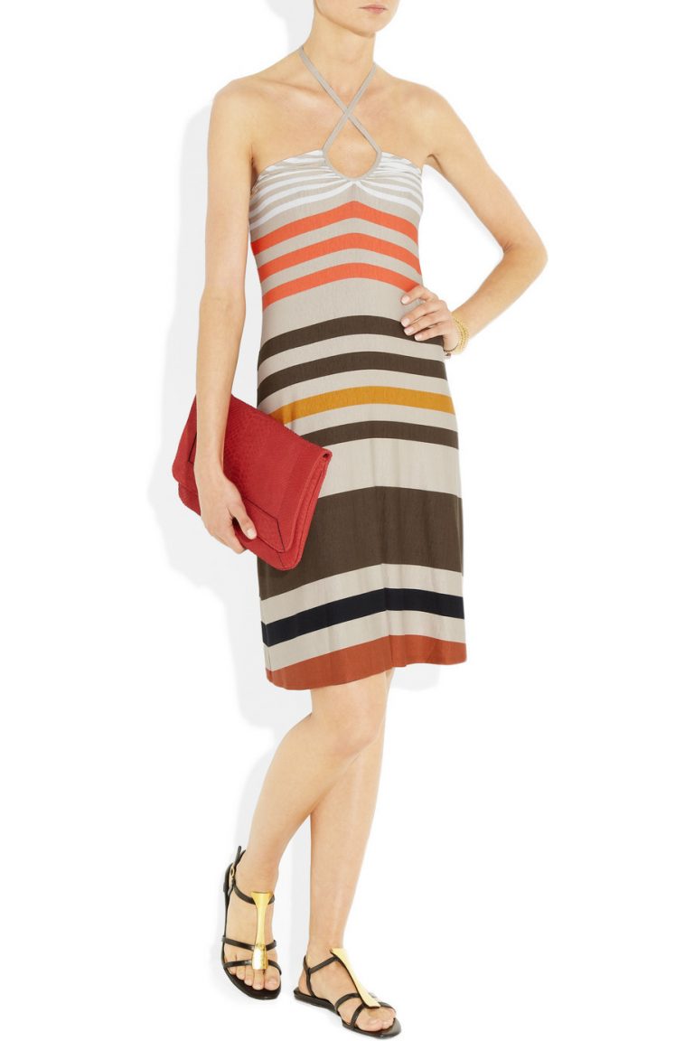 I want this L’Agence Striped stretch-jersey dress