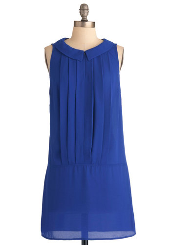 Would you wear flats or heels with this cobalt blue drop waist dress from ModCloth?