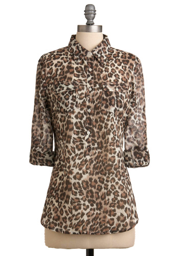 Sheer leopard-print shirt-100% cotton