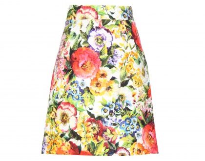 Dolce & Gabbana Cotton And Silk-blend Floral-print Skirt