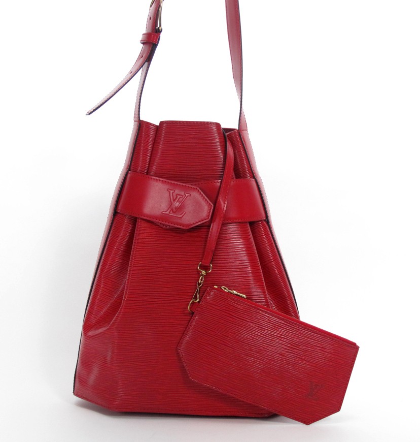 Louis Vuitton Red Epi Sac dEpaule 30 Bag with Accessory Pouch