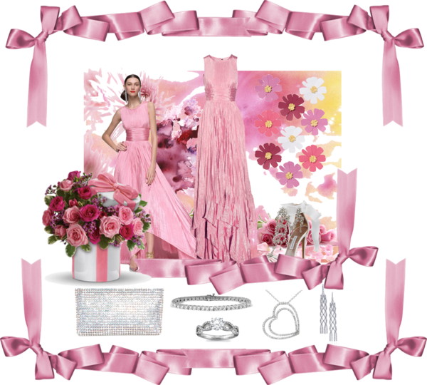 Gorgeous pink Oscar de La Renta evening gown