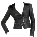 Doublju Women’s Zipper Point Simple Faux Leather Jacket