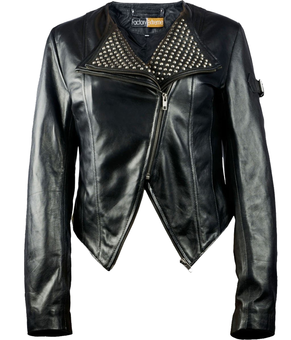FactoryExtreme Pacific Shore Women's Black Biker Leather Jacket