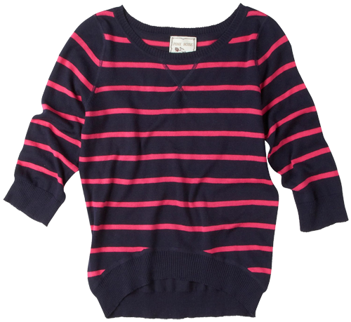Pink Rose Stripe High Low Knit Sweater