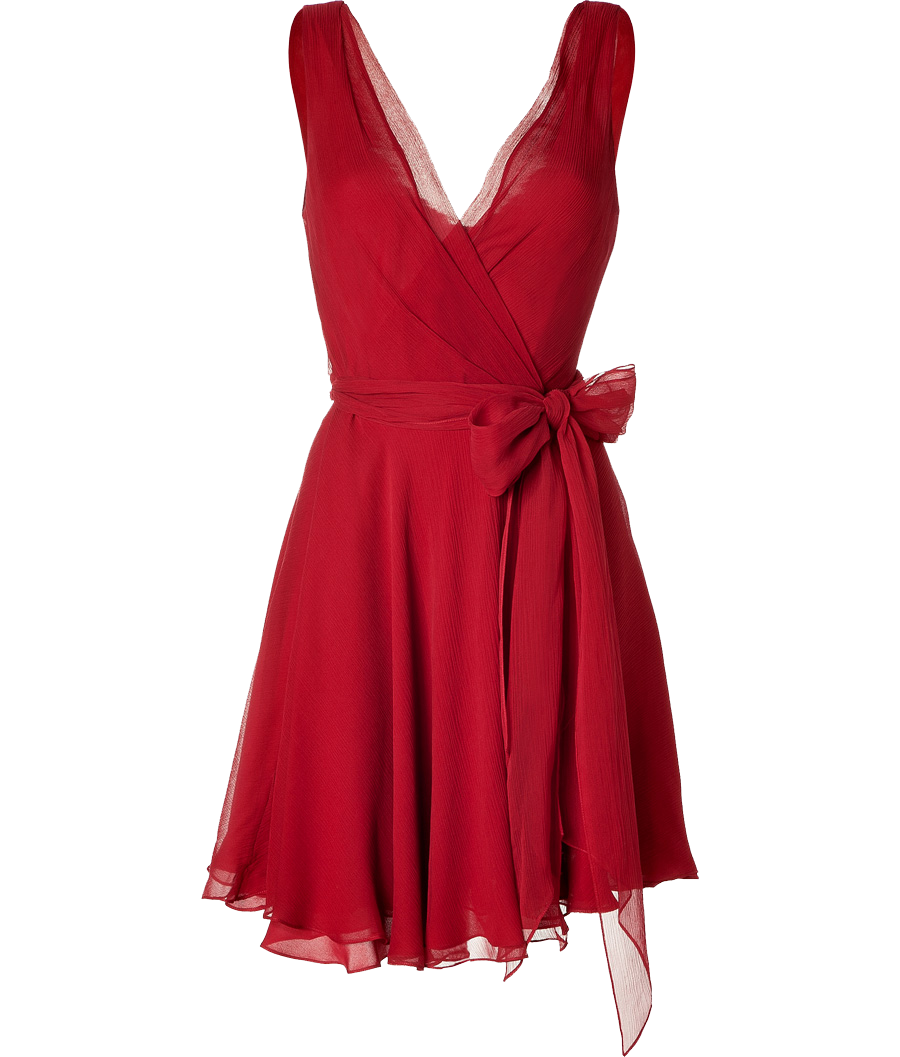 Ralph Lauren Parisian Red Crinkle Silk Chiffon Jeanette Dress