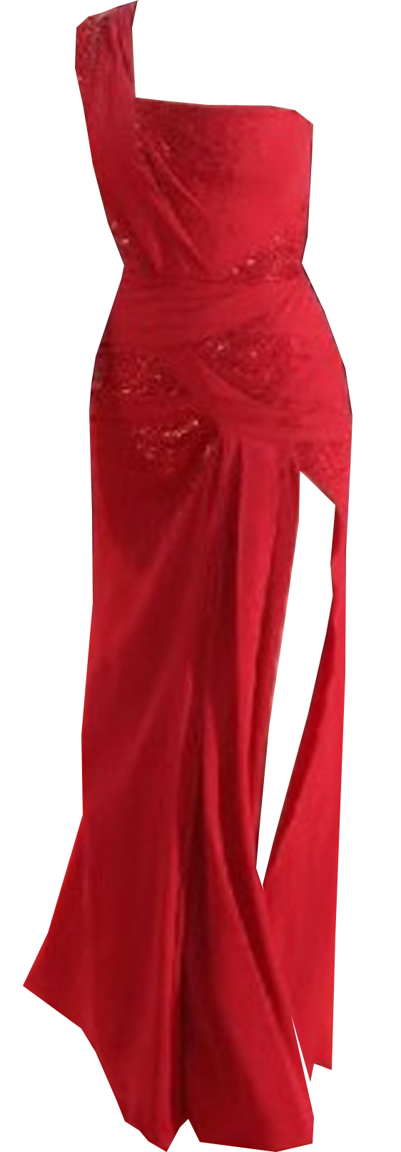 Red side slit gown