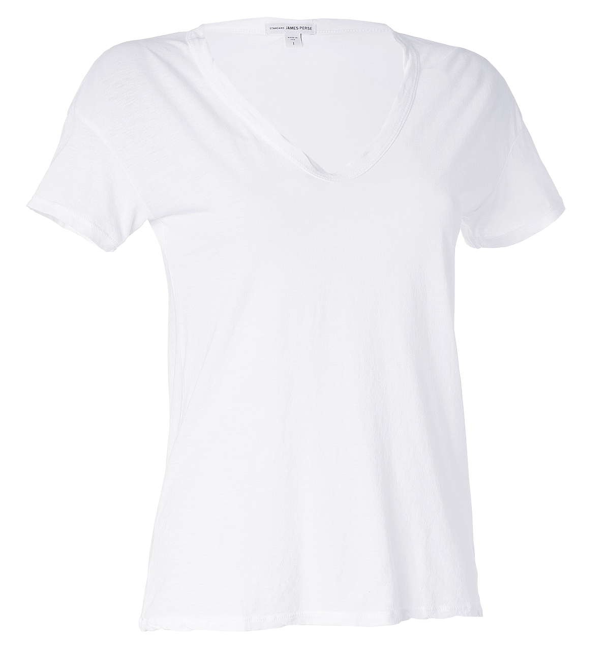 JAMES PERSE White Short Sleeve V-Neck Cotton T-Shirt