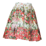 Valentino RED Black Cherry-Multi Watercolor Print Cotton Skirt