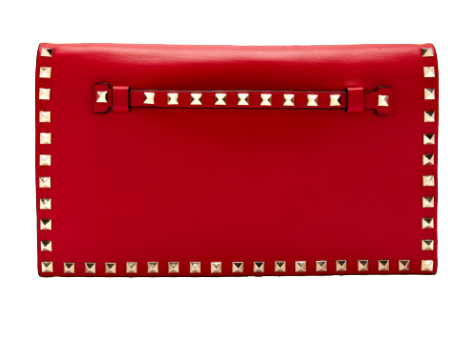 Red Leather Valentino Rockstud Flap Bag
