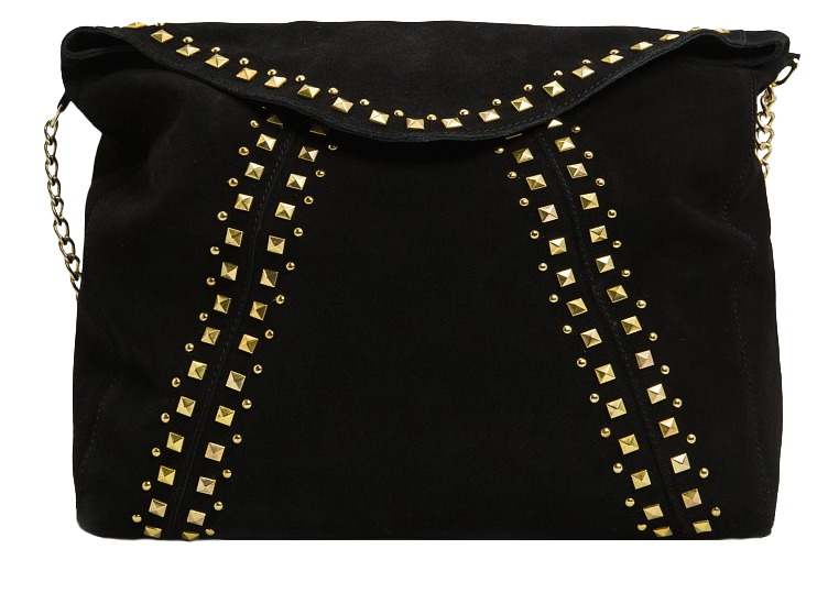 Mango black gold studded suede messenger bag