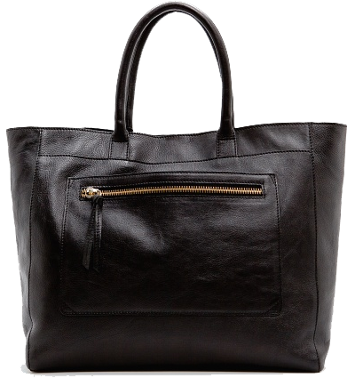 Mango black leather tote bag
