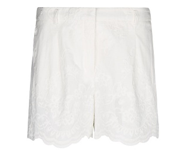 Mango white Cotton embroidered high-waist shorts