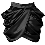 Balmain Wool-Silk Draped Side Skirt in Black