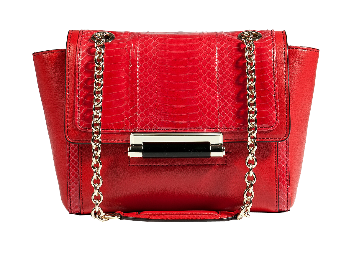Diane von Furstenberg crimson red snakeskin Leather 440 Mini Crossbody Bag