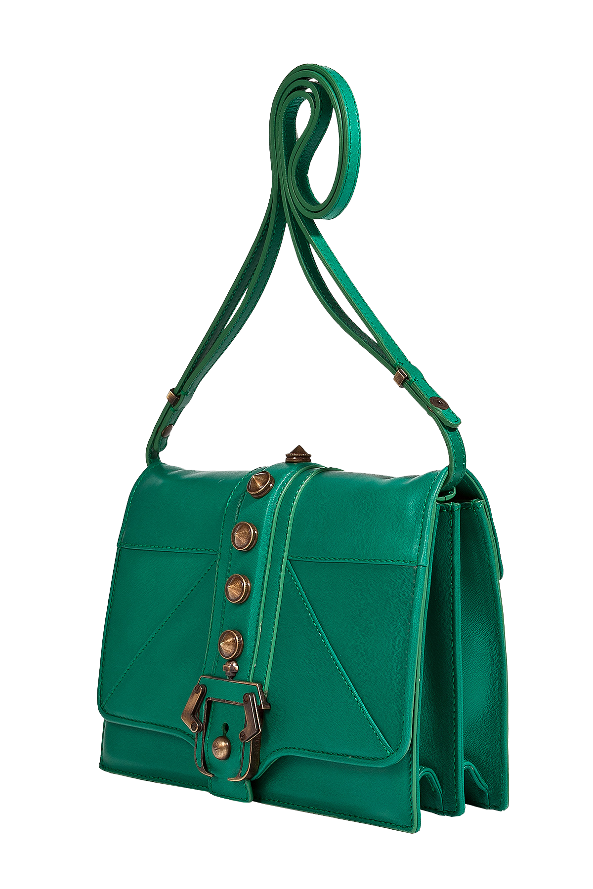 Paula Cademartori Green Leather Tatiana Shoulder Bag