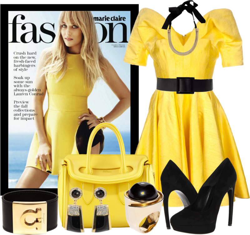Alexander McQueen Small Heroine Satchel Bag yellow handbags outfit
