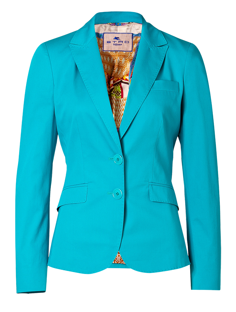 Etro Turquoise Cotton Stretch Blazer