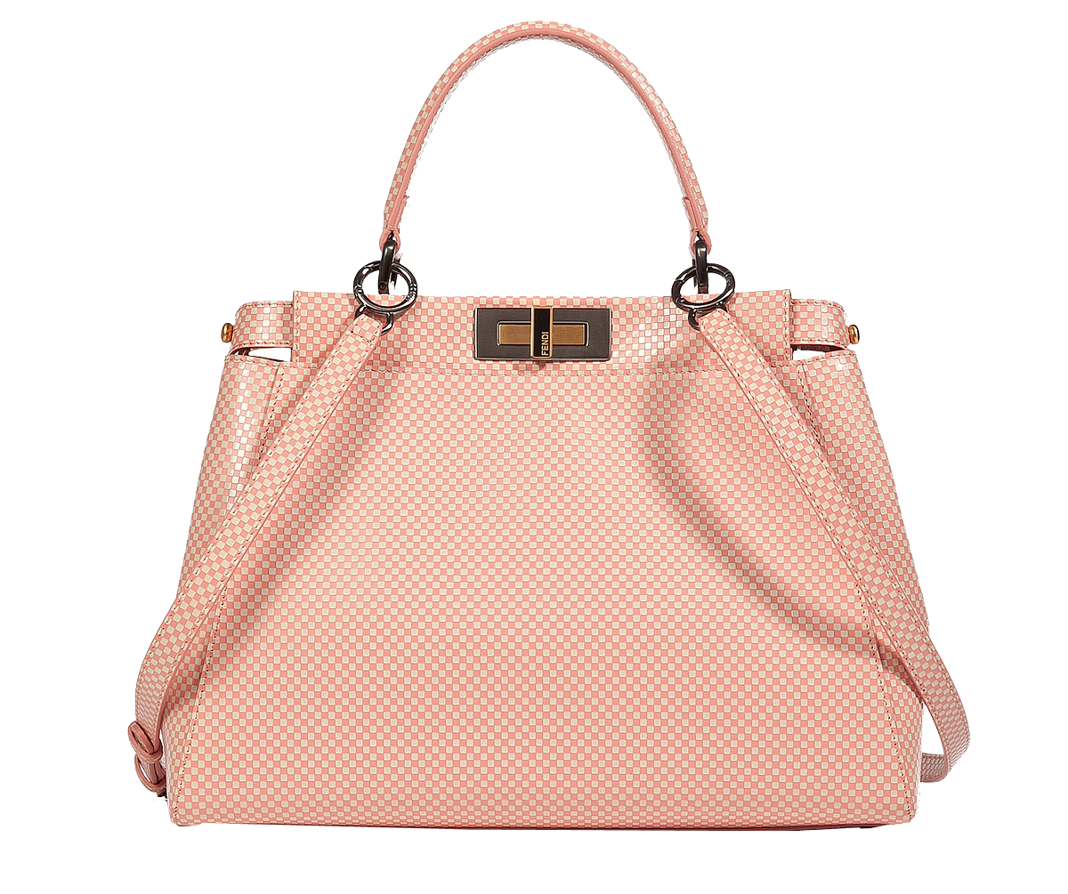 Fendi Leather Peek-A-Boo Satchel with Shoulder Strap in Milk Pink