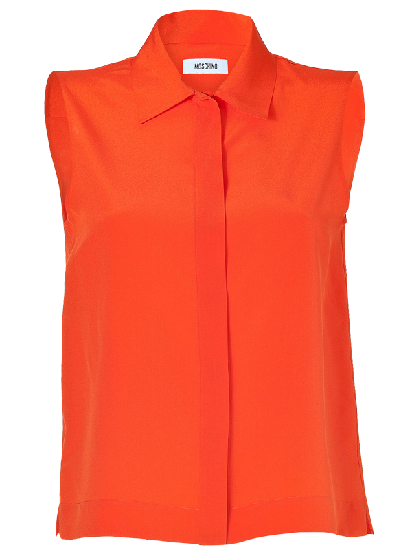 Moschino Bright Orange Sleeveless Silk Top