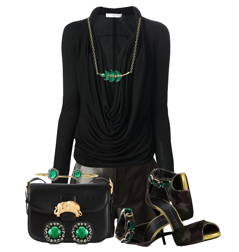 Outfit with Green velvet Coline sandals from Giuseppe Zanotti Design