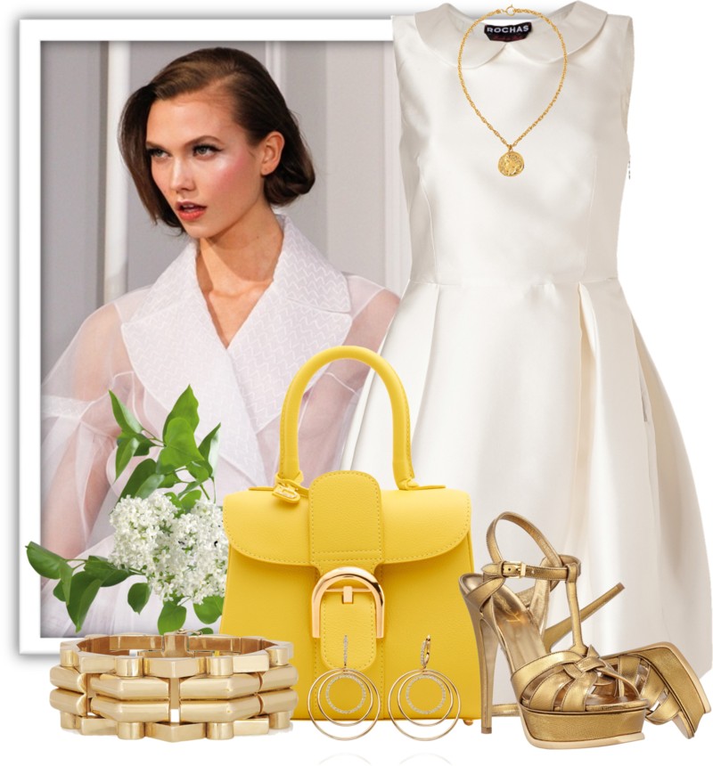 outfit idea for the Delvaux Brillant Mini yellow leather handbag