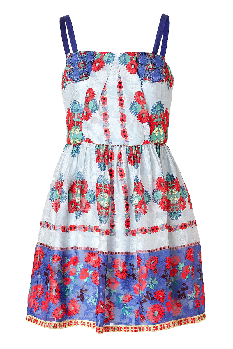 Anna Sui Daisy Chain Print Dress in Cornflower Multi
