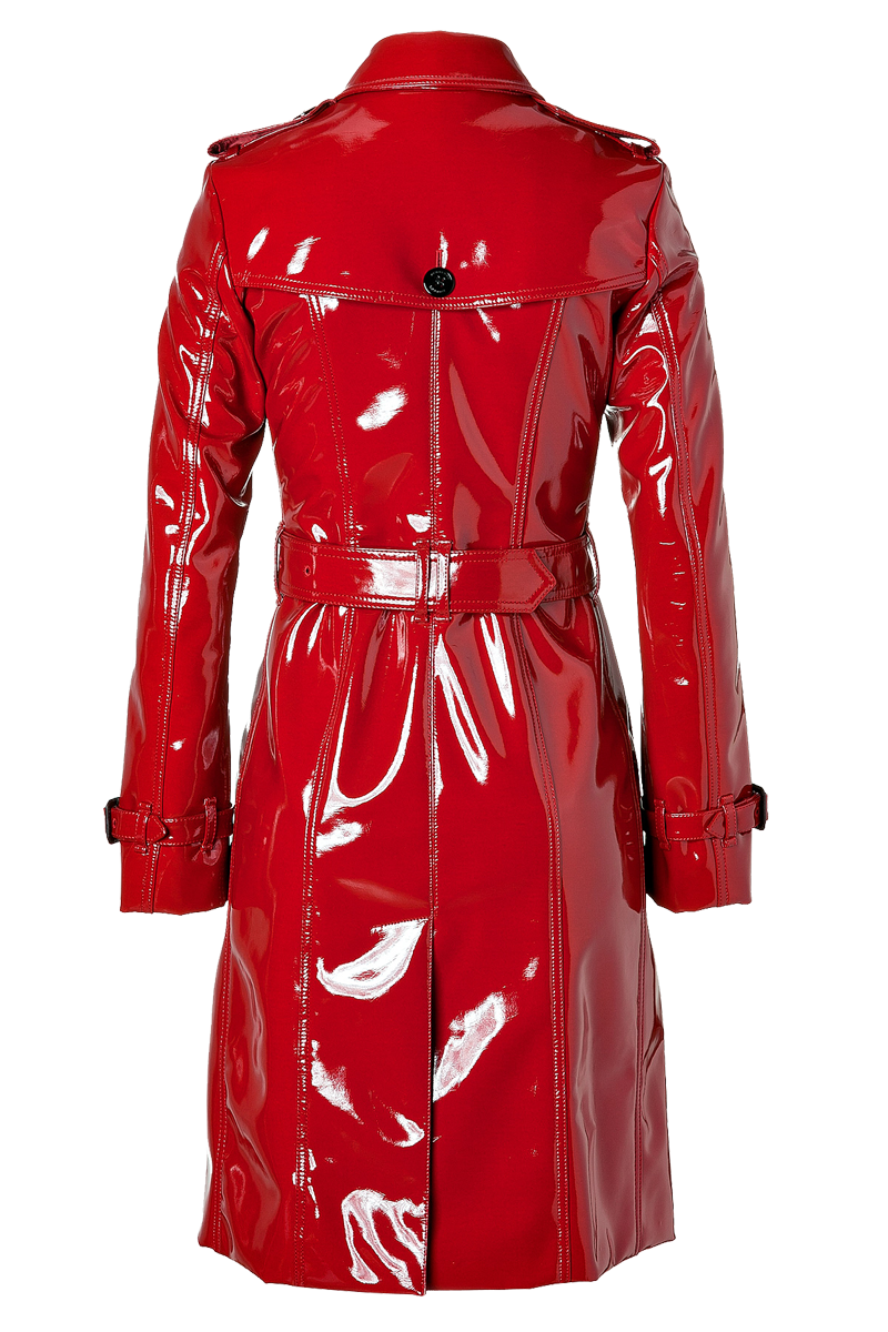 Burberry London lacquer red Queenscourt Trench Coat back view
