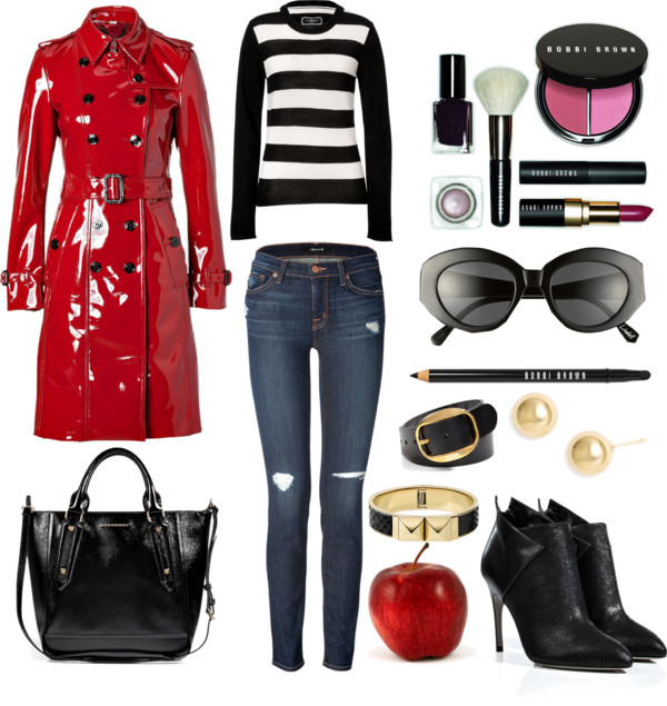 Styling the lacquer red Burberry London Queenscourt Trench Coat
