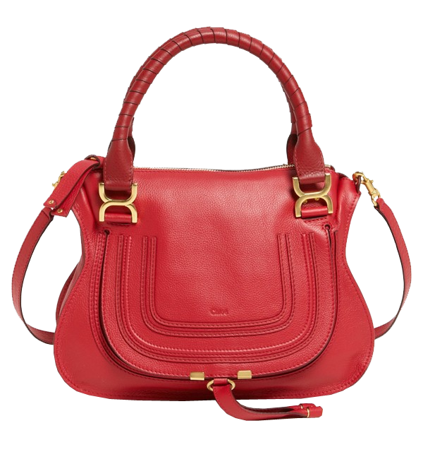 Chloe Peony red leather Marcie small leather satchel
