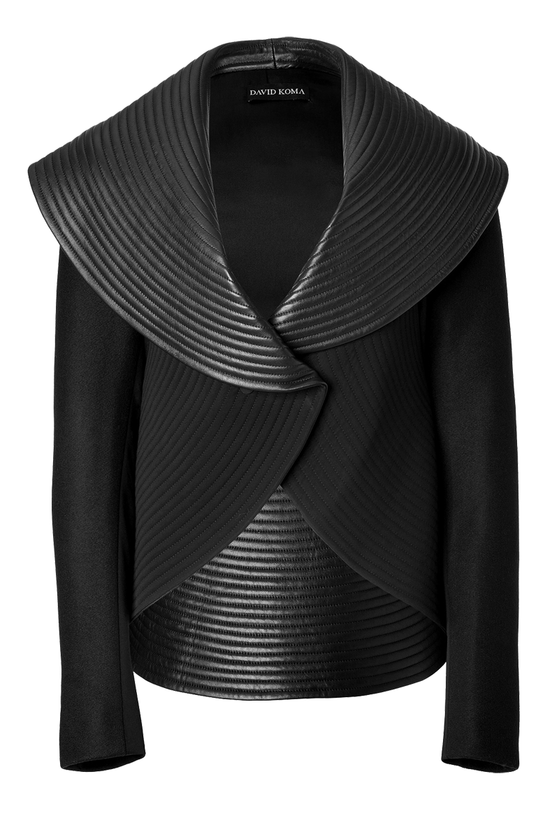 David Koma Black Quilted Circle Collar Jacket