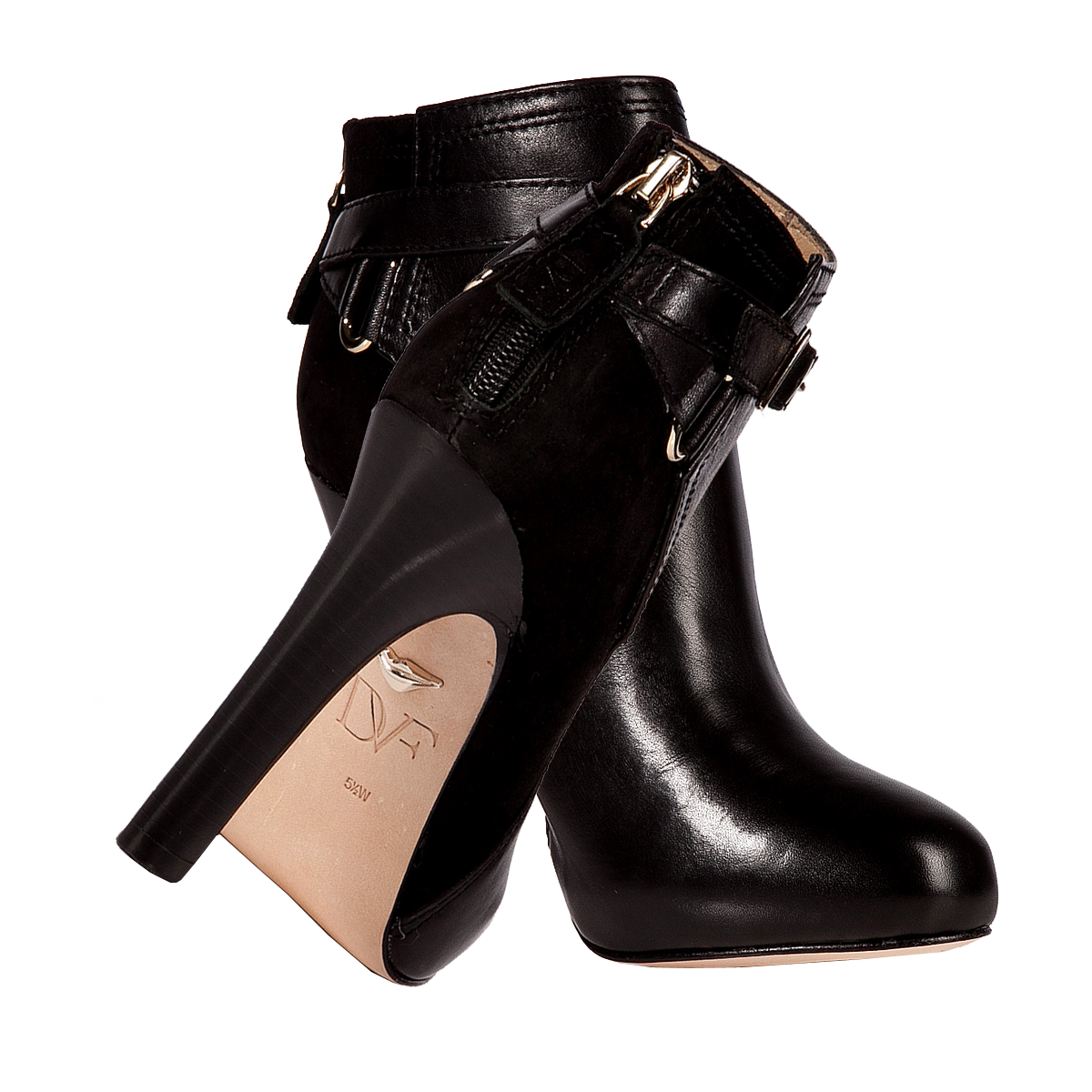 Diane Von Furstenberg black Leather Suede Charise Ankle Boots