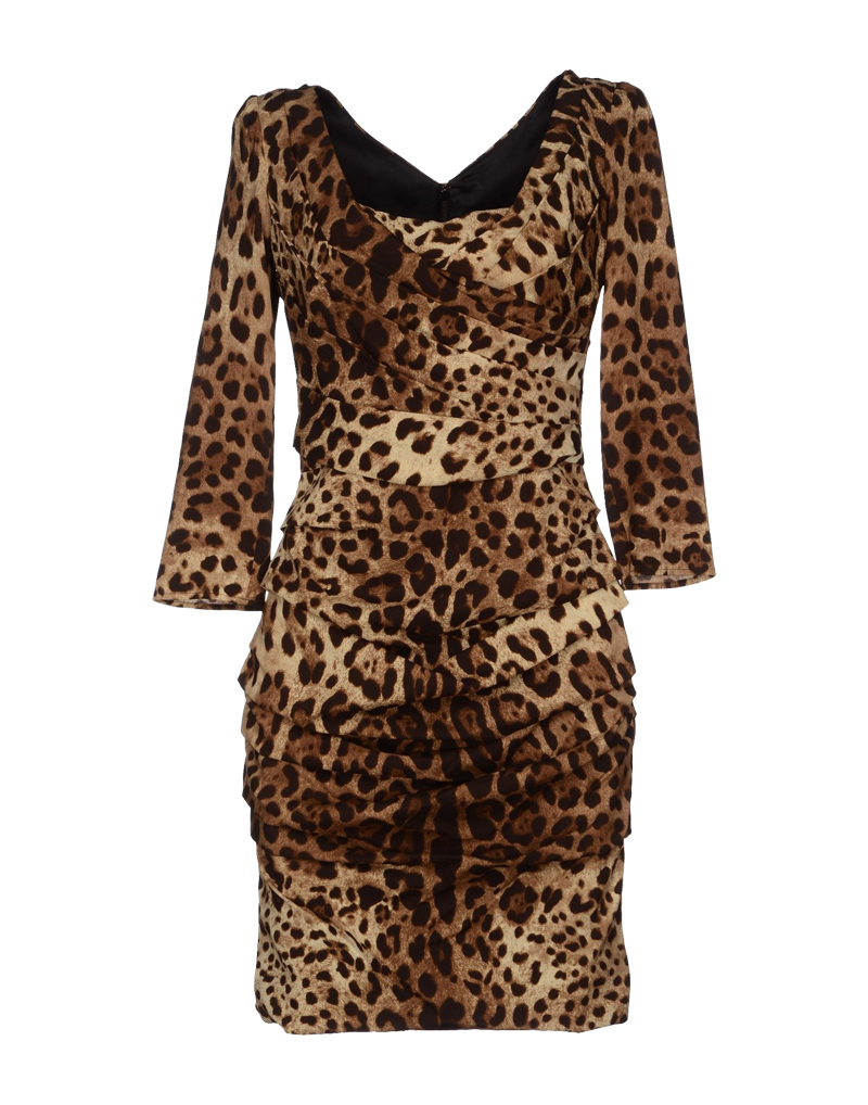 Dolce Gabbana runched long sleeved short leopard print dress