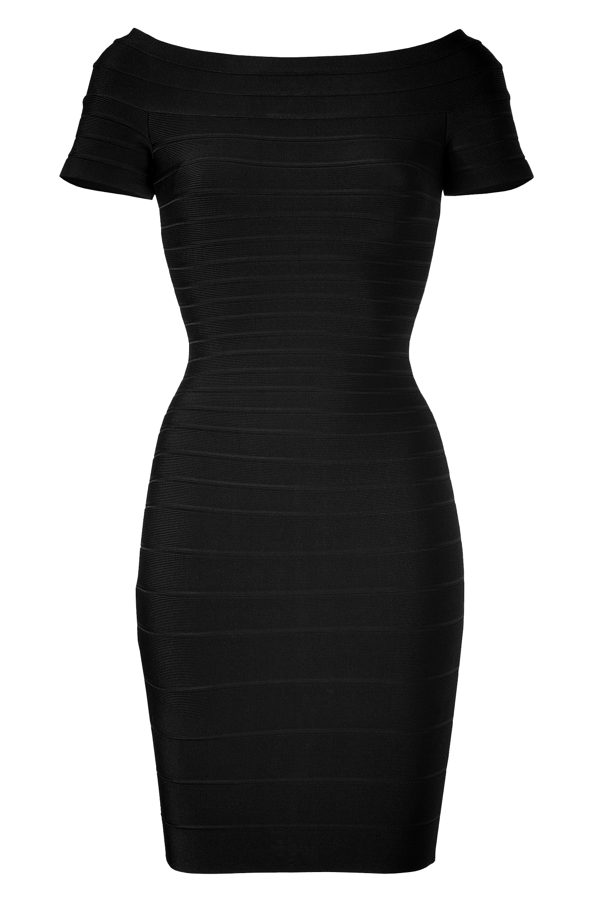 Herve Leger Black Off-the-Shoulder Bandage Dress