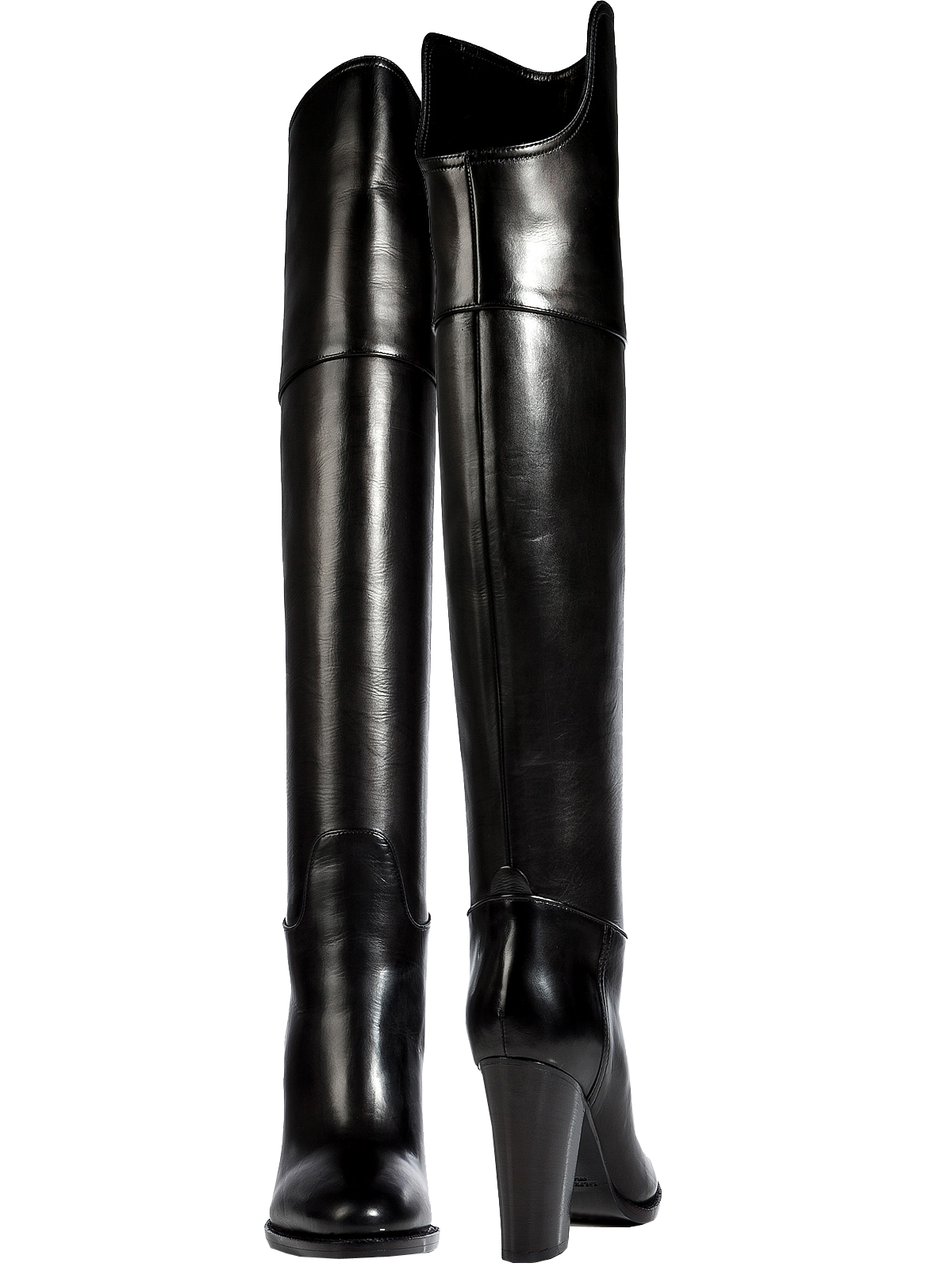 Ralph Lauren Collection Polished Leather Harrah Over-The-Knee Boots in Black