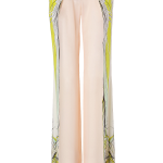 Roberto Cavalli Blush and lime multi color wide leg silk pants
