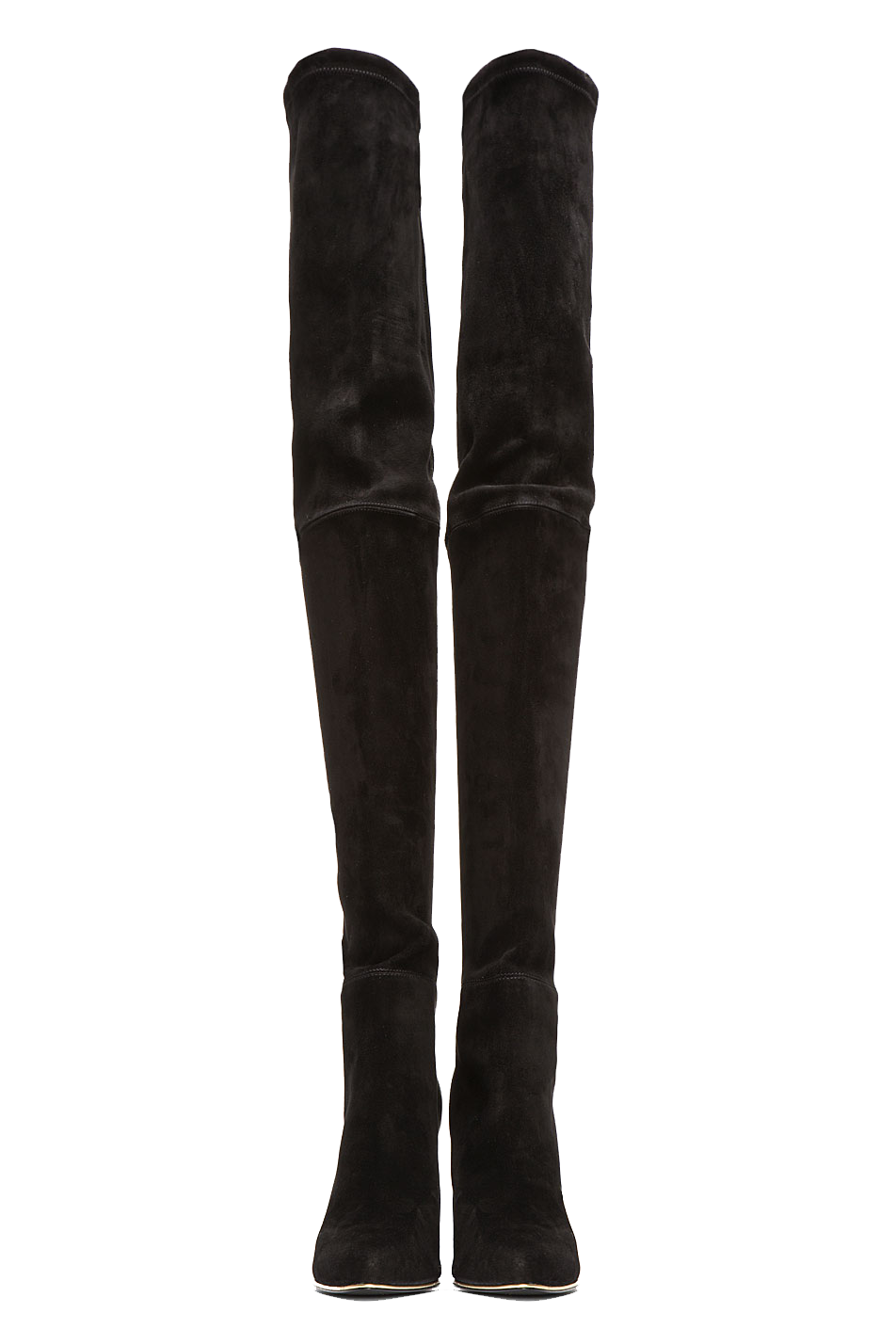Balmain Black Suede Thigh-High Boots