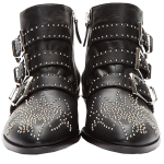 Chloe black leather silvertone studded Susanna Suzanna ankle Boots
