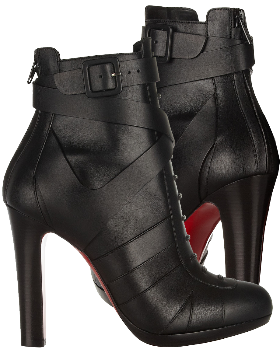 Christian Louboutin black leather Lamu 120 leather ankle boots