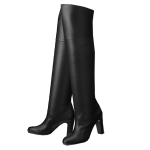 Defile Hermes ladies boot black calfskin leather 3 inch heel