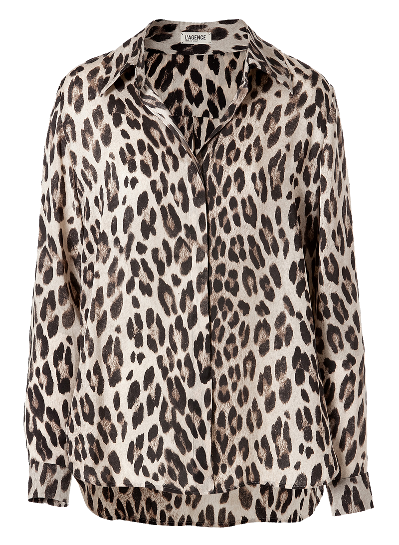 L'Agence Printed Shirt in Creme Leopard