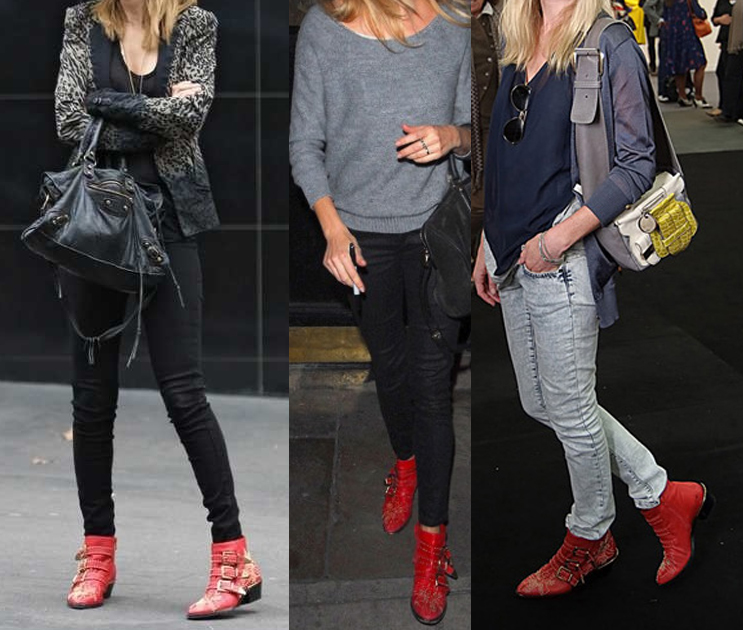 Nicole Richie Sienna Miller Kate Bosworth wearing Chloe red leather studded Suzanna boots