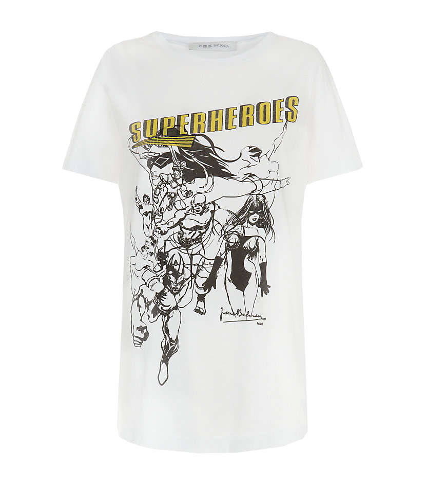 Pierre Balmain Off-white superhero screenprinted t-shirt