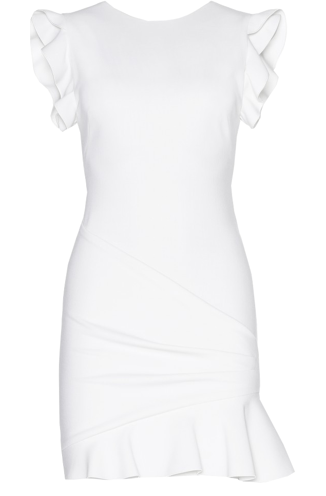 Emilio Pucci white Ruffled stretch wool-crepe mini dress