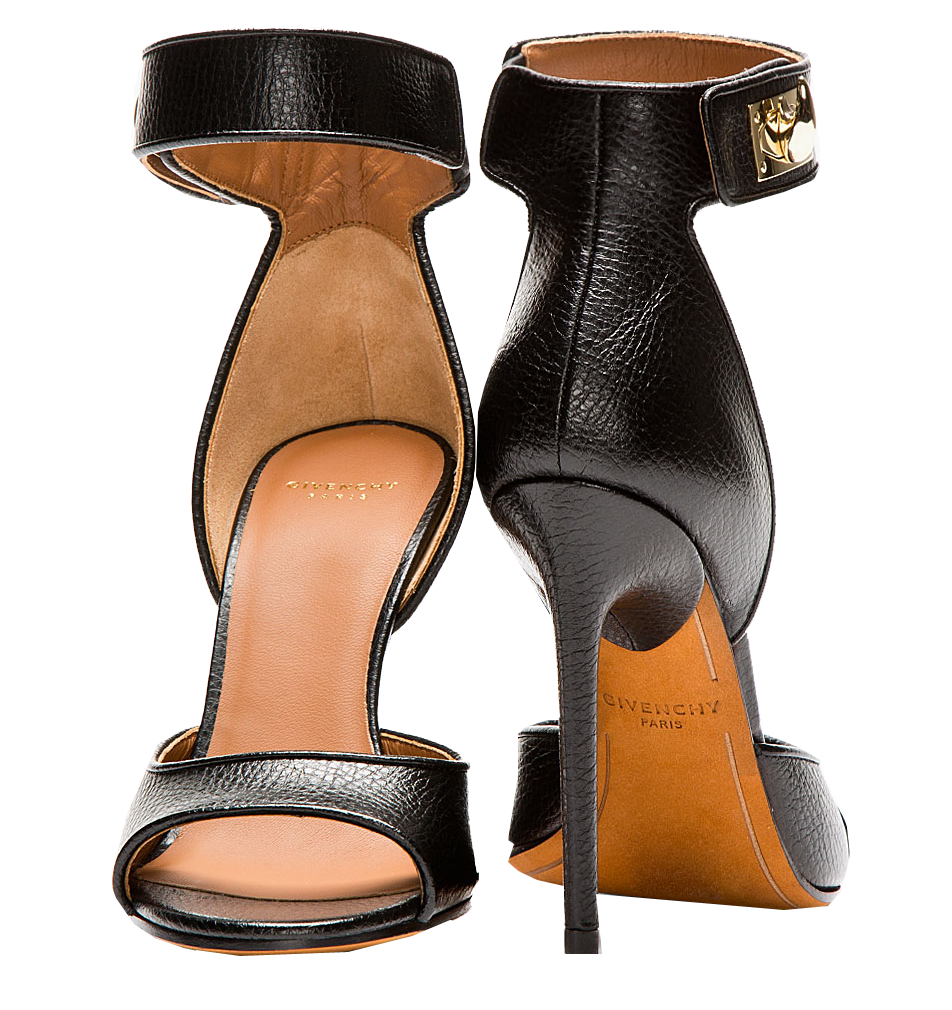 Givency black textured leather sharklock sandals