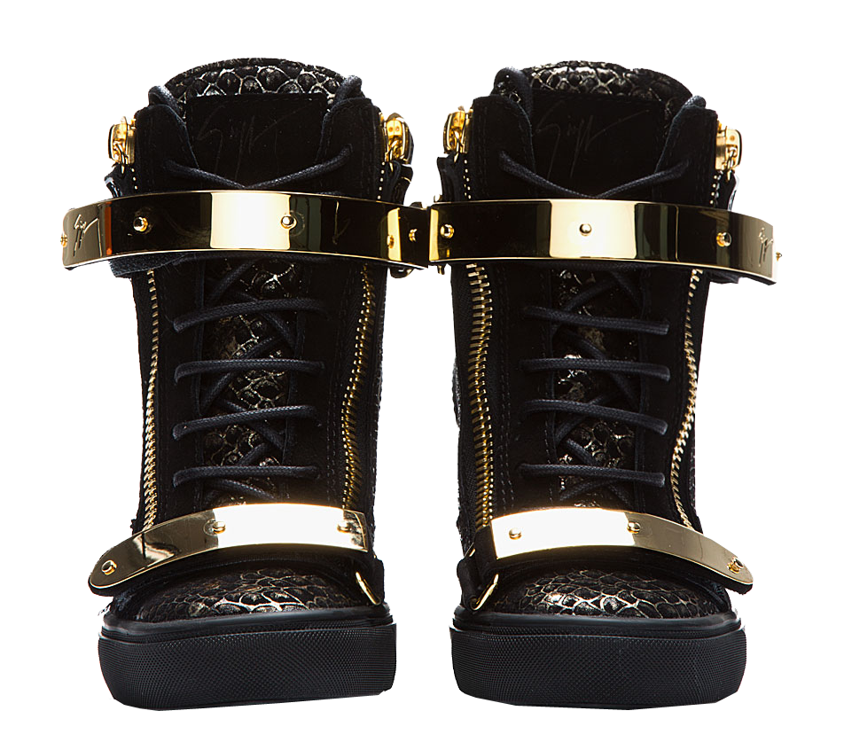 How to wear your GIUSEPPE ZANOTTI Lorenz double gold strap snakeskin Wedge Sneakers