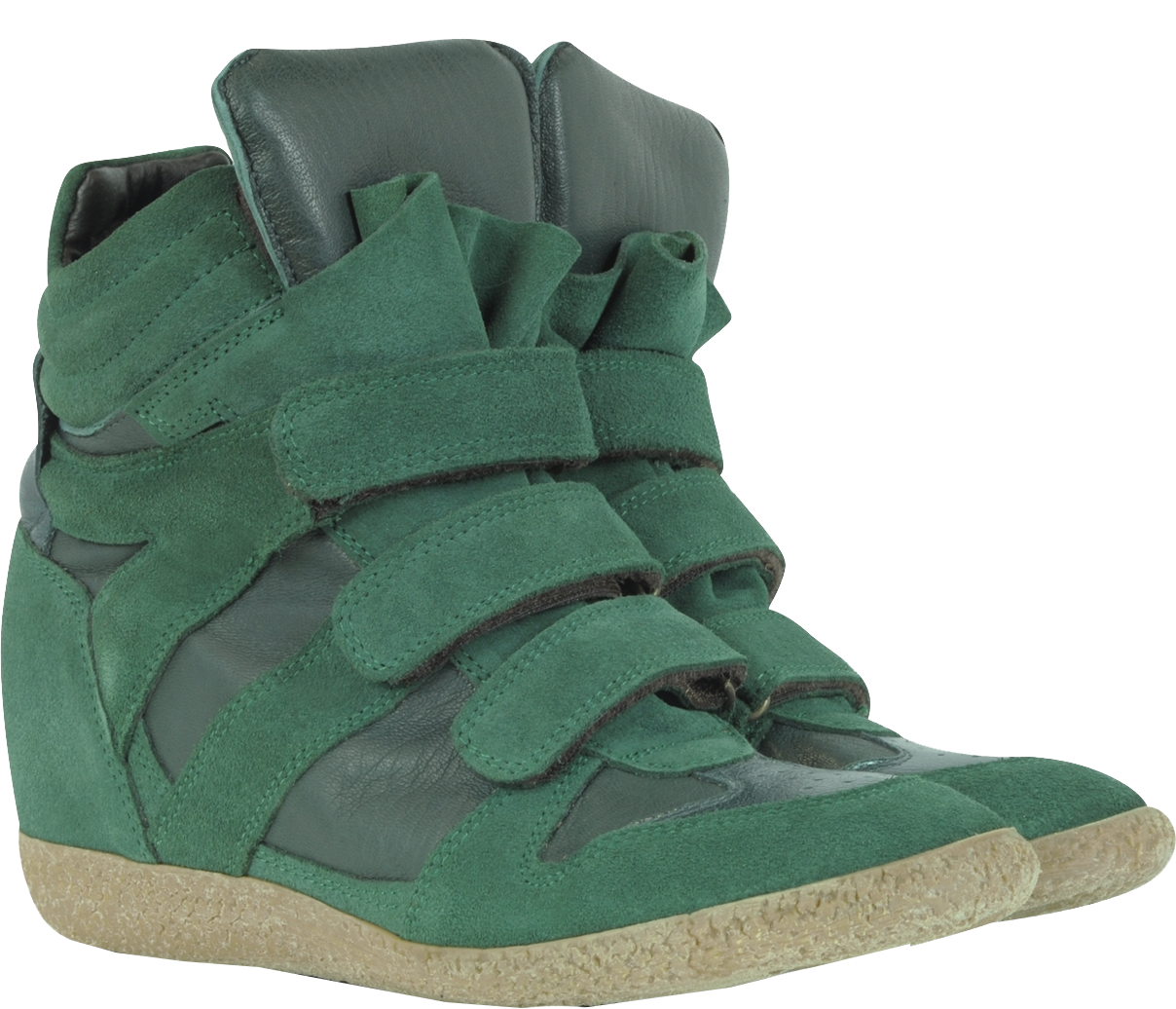 Lemare Dark Green Suede Wedge Sneaker