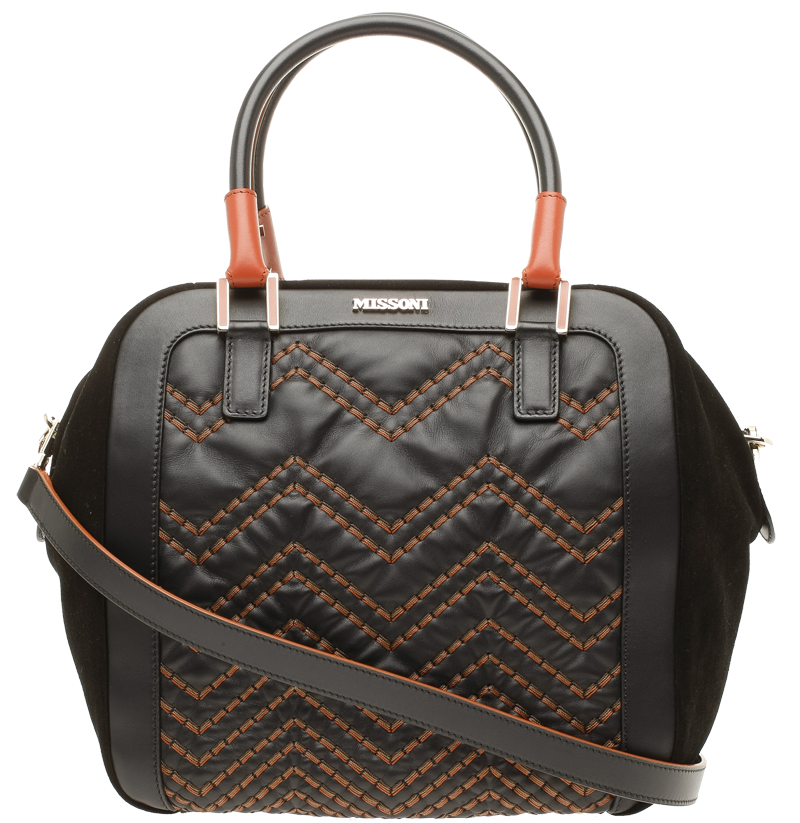 Missoni black leather Tote With Stitching Detail