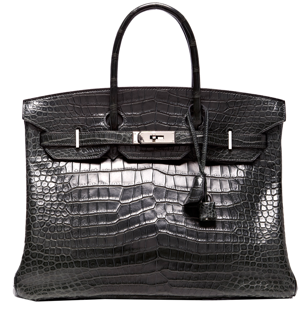35cm Hermes matte black porous crocodile skin Birkin bag