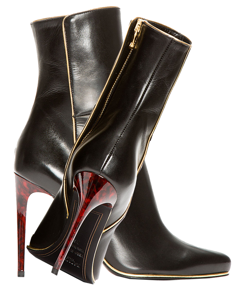 Balmain black leather tortoiseshell-heeled Ankle Boots
